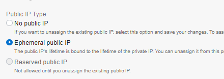 Ephemeral public IP